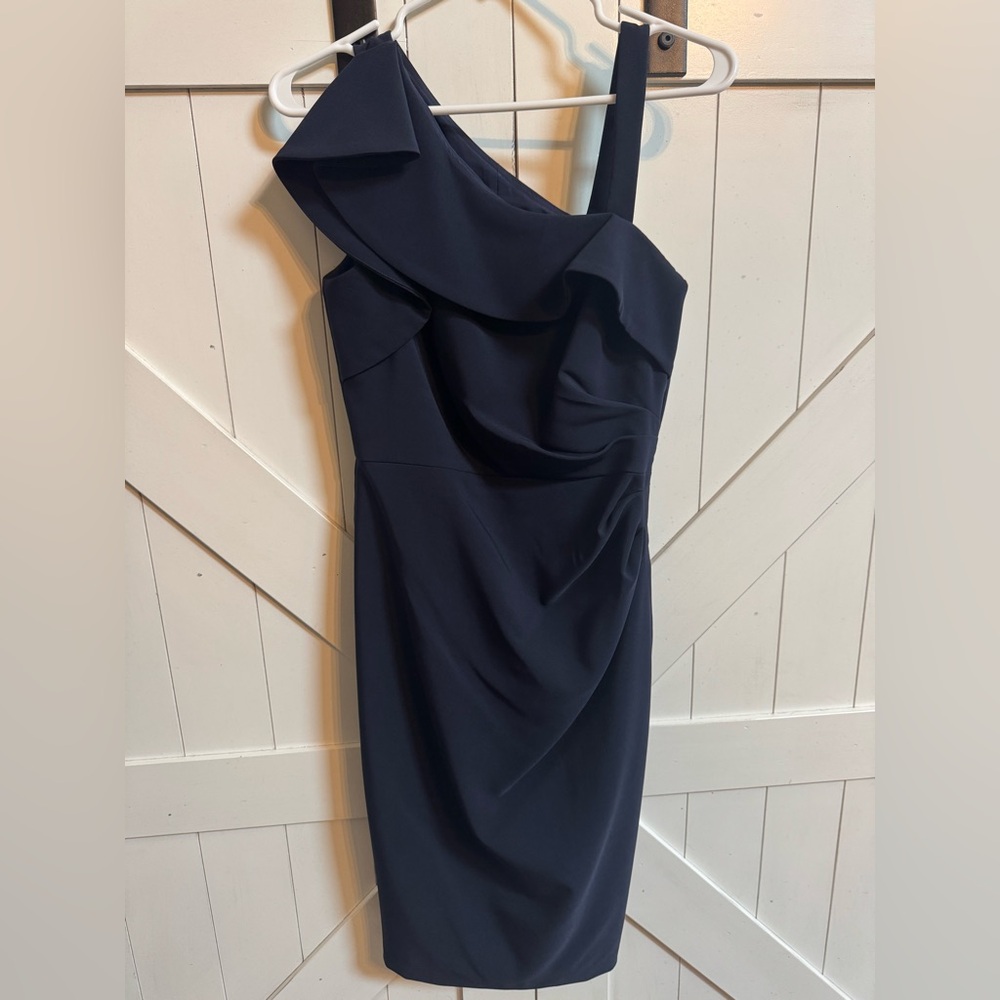 Vince Camuto Navy Asymmetrical Body-Con Dress